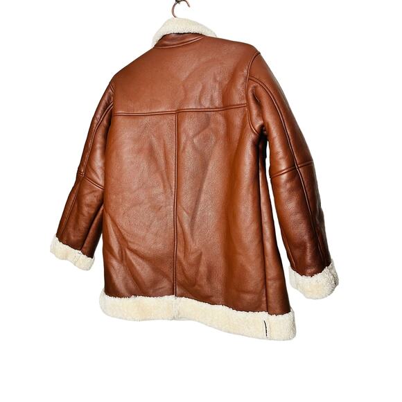 SPLENDID Earhart Brown Faux Leather Aviator Collar Jacket Size Extra Small - Picture 8 of 16